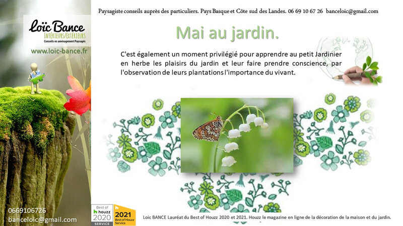 Paysagiste Arcangues. Les travaux de mai au jardin d'ornement, potager et fruitiers.