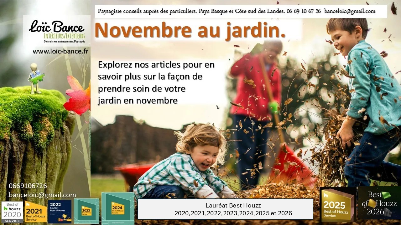 Arcangues paysages. Novembre au jardin d'ornement, potager et fruitier